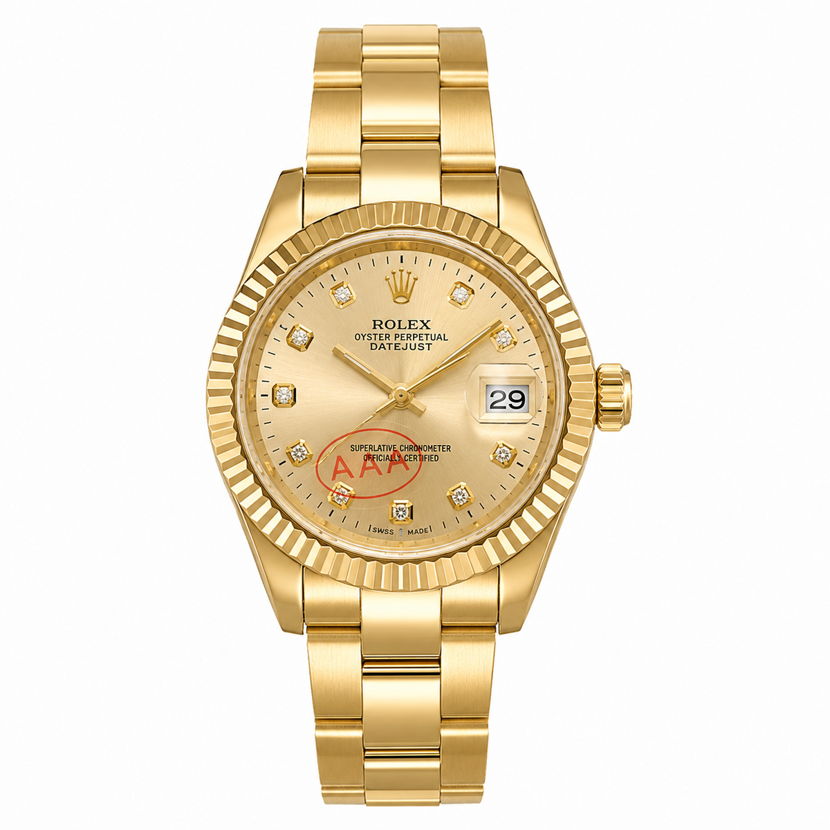 Rolex Oyster Perpetual Datejust Black Diamond Dial Two-Tone Bracelet Watch