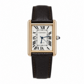Luxury Rectangular Quartz Watch – Gold-Tone Case with Brown Leather Strap