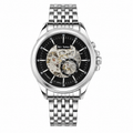 Luxury Automatic Skeleton Watch – Stainless Steel Bracelet & Black Open Dial