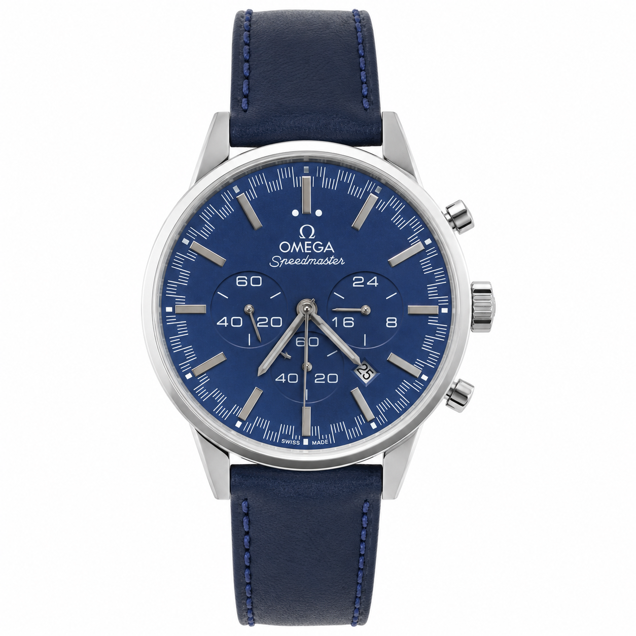 Luxury Blue Chronograph Men's Watch – Stainless Steel Case & Leather Strap | Analog Wristwatch