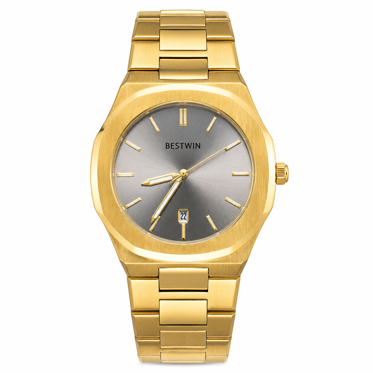 BESTWIN Gold Stainless Steel Grey Dial Men's Watch