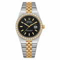 Rolex Land-Dweller Two-Tone Diamond Bezel Black Dial Men's Luxury Watch