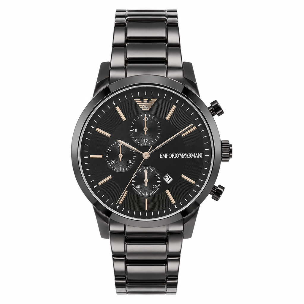 Emporio Armani Black Stainless Steel Chronograph Men's Watch