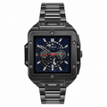 TIMAS Skeleton Square Dial Black Stainless Steel Men's Watch