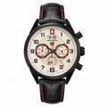 Luxury Formula Racing Style Chronograph Watch – Black Leather Strap & Ivory Dial