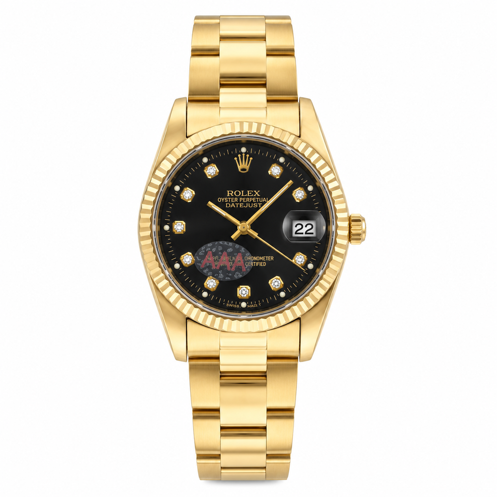 Luxury Women's Gold-Tone Quartz Watch with Black Crystal Dial & Date Display