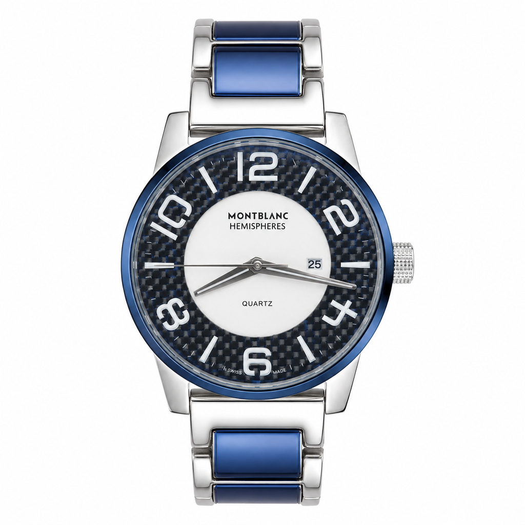 Montblanc Hemispheres Blue & Silver Quartz Men's Luxury Watch