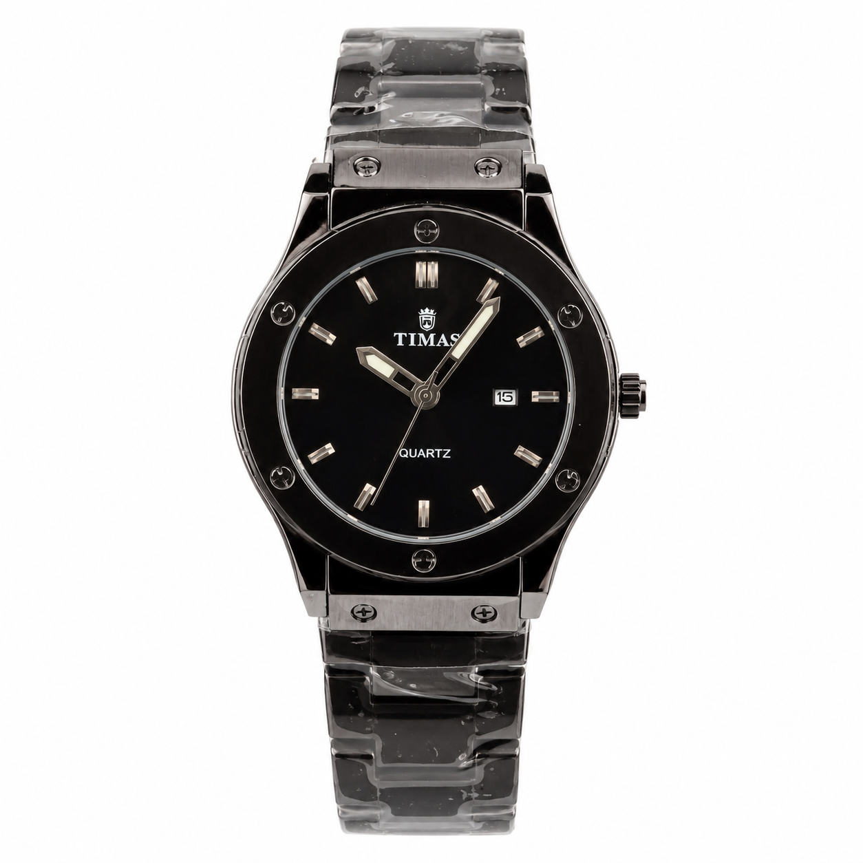 TIMAS Black Dial Stainless Steel Quartz Men's Watch
