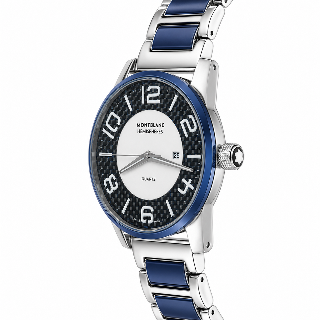 Montblanc Hemispheres Blue & Silver Quartz Men's Luxury Watch
