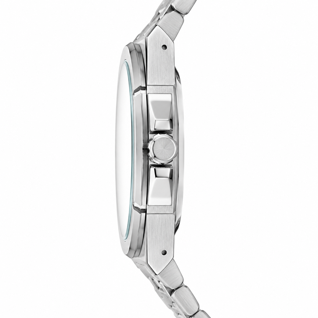 RICK Classic Quartz Watch – Stainless Steel Bracelet with White Textured Dial