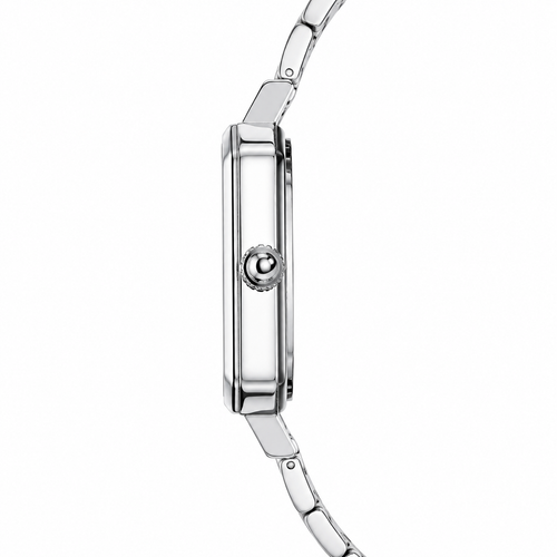 Elegant Women's Silver Rectangular Quartz Watch with Textured Dial | Stainless Steel Bracelet