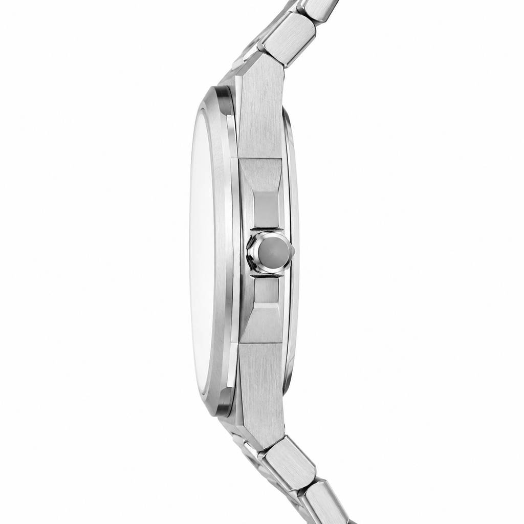 RICK Minimalist Quartz Watch – Silver Stainless Steel Bracelet & Sunburst Silver Dial