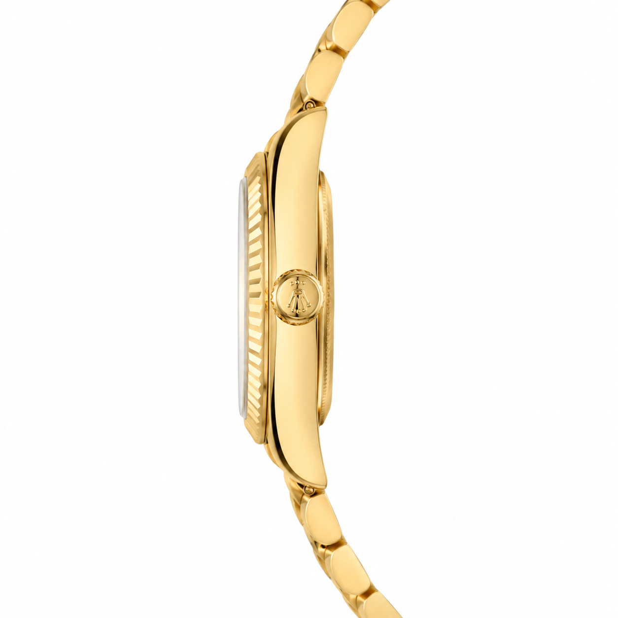 Luxury Women's Gold-Tone Quartz Watch with Black Crystal Dial & Date Display