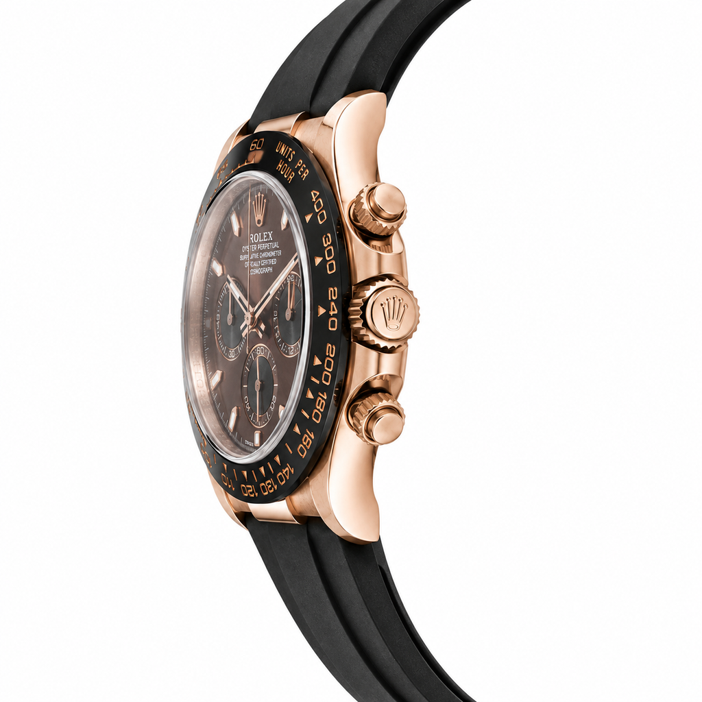 Rolex Cosmograph Daytona Rose Gold Brown Dial Rubber Strap Men's Watch