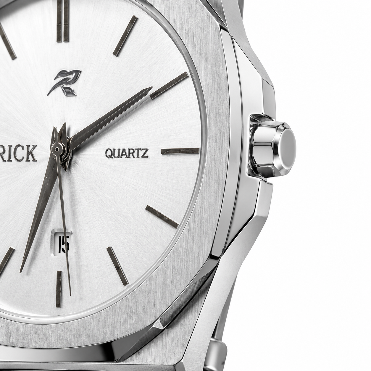 RICK Minimalist Quartz Watch – Silver Stainless Steel Bracelet & Sunburst Silver Dial