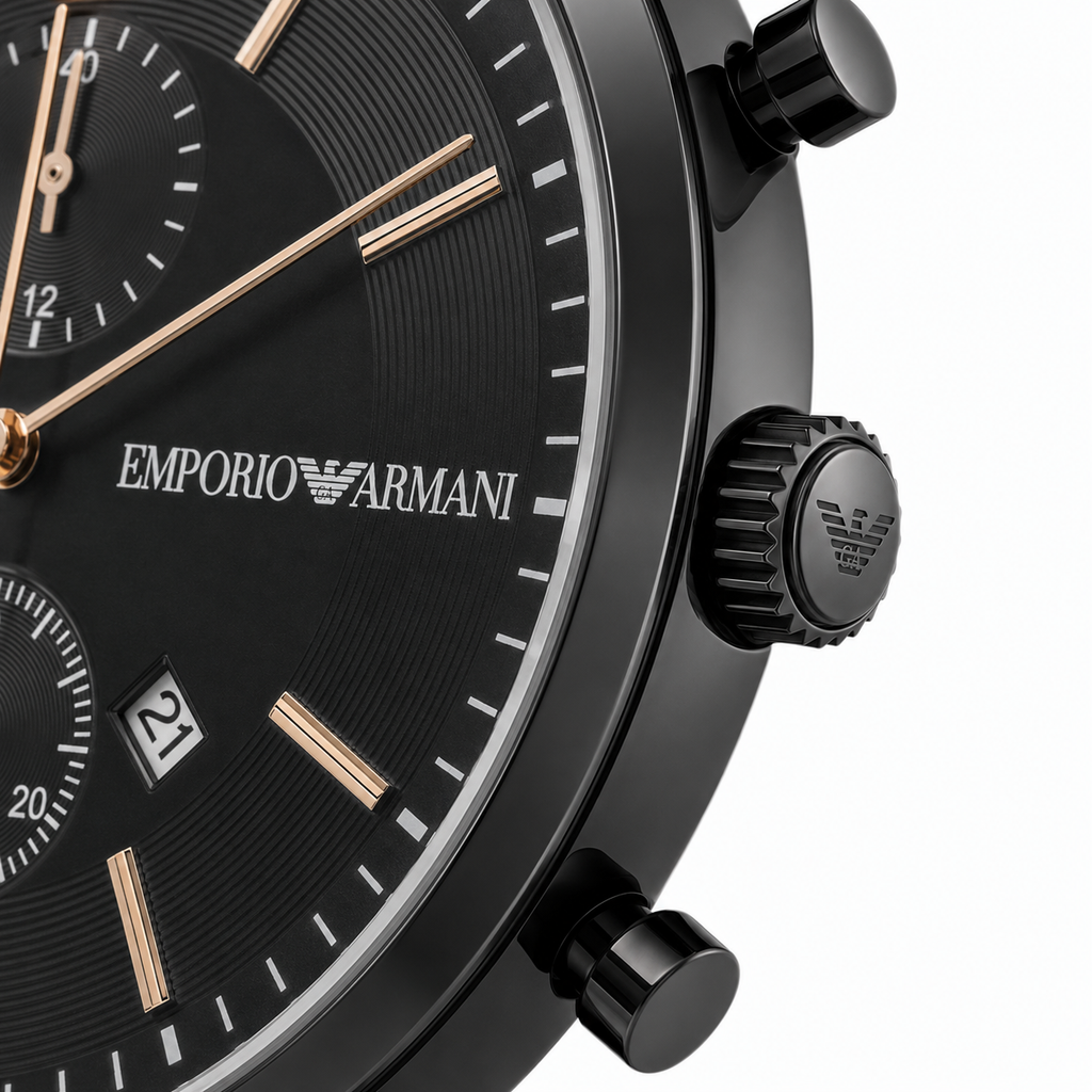 Emporio Armani Black Stainless Steel Chronograph Men's Watch