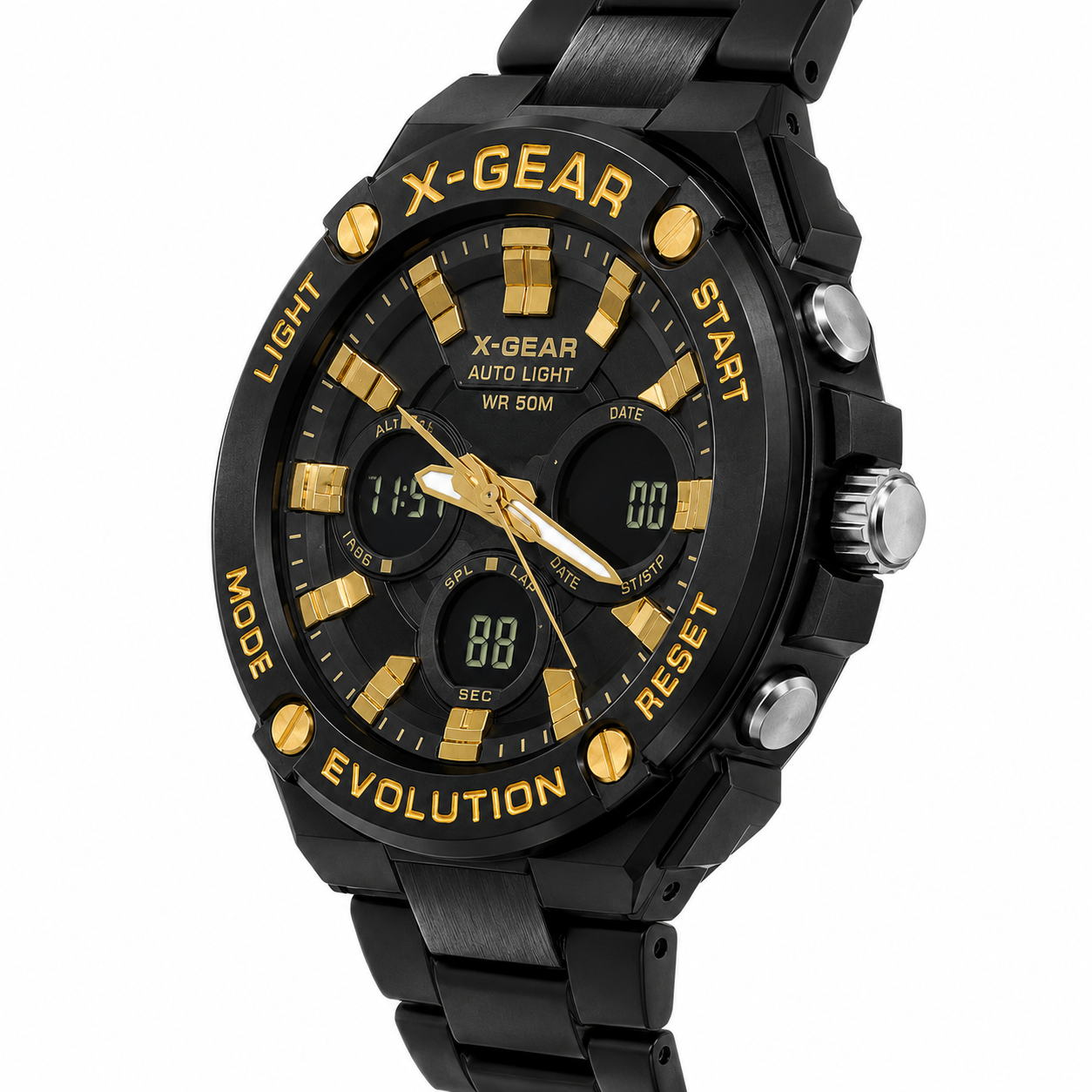 X-GEAR Evolution Analog-Digital Black & Gold Sports Watch for Men