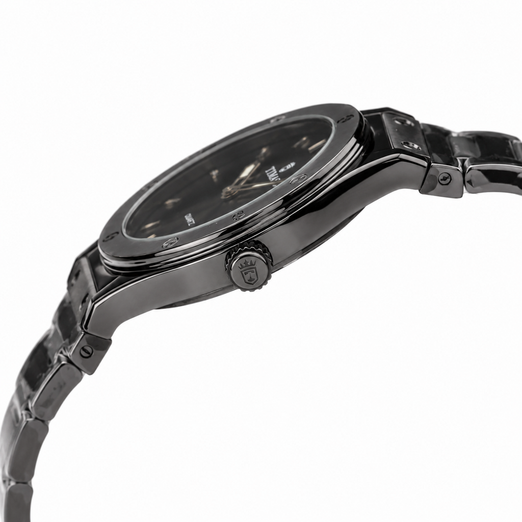 TIMAS Black Dial Stainless Steel Quartz Men's Watch