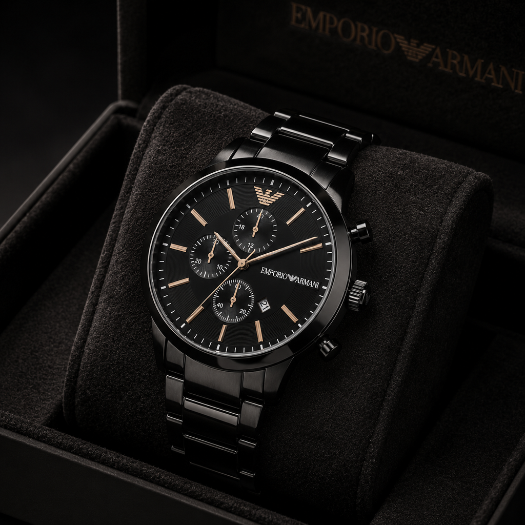 Emporio Armani Black Stainless Steel Chronograph Men's Watch