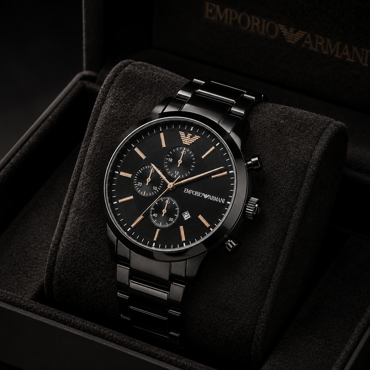 Emporio Armani Black Stainless Steel Chronograph Men's Watch