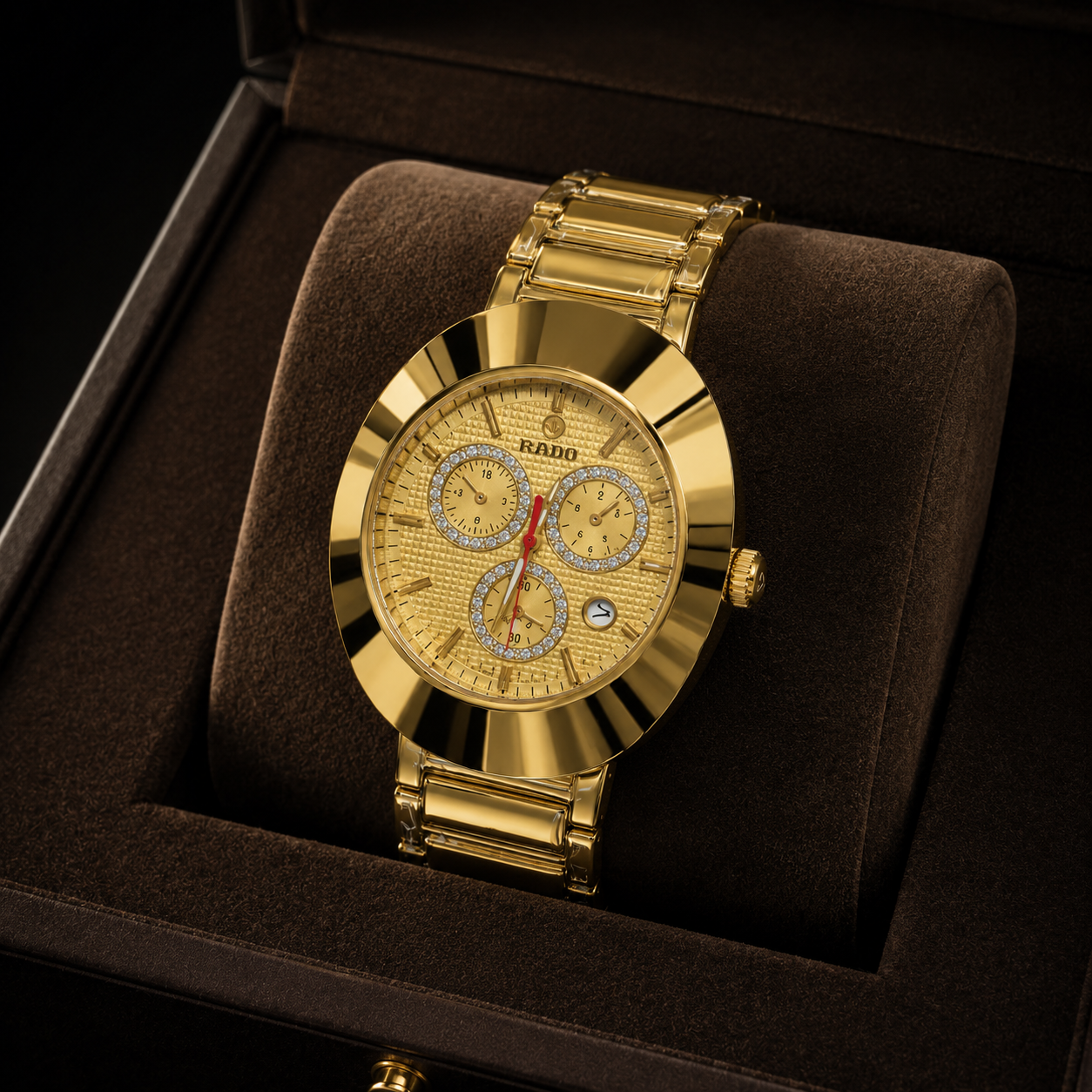 Rado Gold Chronograph Diamond Accent Dial Men's Watch