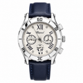 Chopard Chronograph Men's Watch – White Dial with Blue Leather Strap | Luxury Quartz Watch