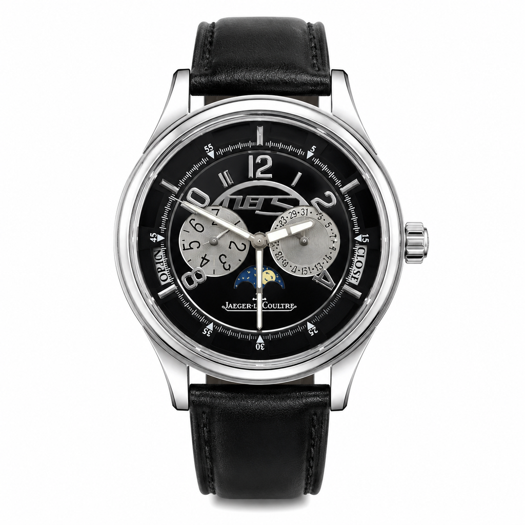 Jaeger-LeCoultre Men's Luxury Moonphase Watch – Black Dial with Leather Strap